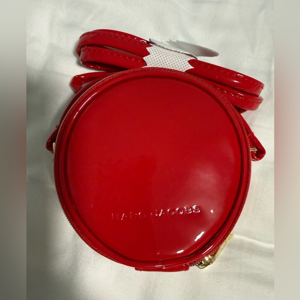 Marc Jacobs Glossy Patent leather Red Mini round Crossbody Bag! NEW